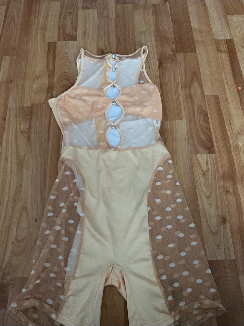 Kids Peach & Cream Polka Dot One-Piece Romper